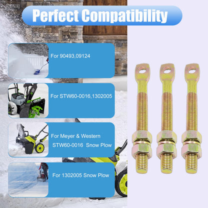 WaanGar 3X Trip Spring Eye Bolts with Nut and Washer 5/8"X6" 09124 90493 Compatible with Meyer & Western STW60-0016 1302005 Snow Plow