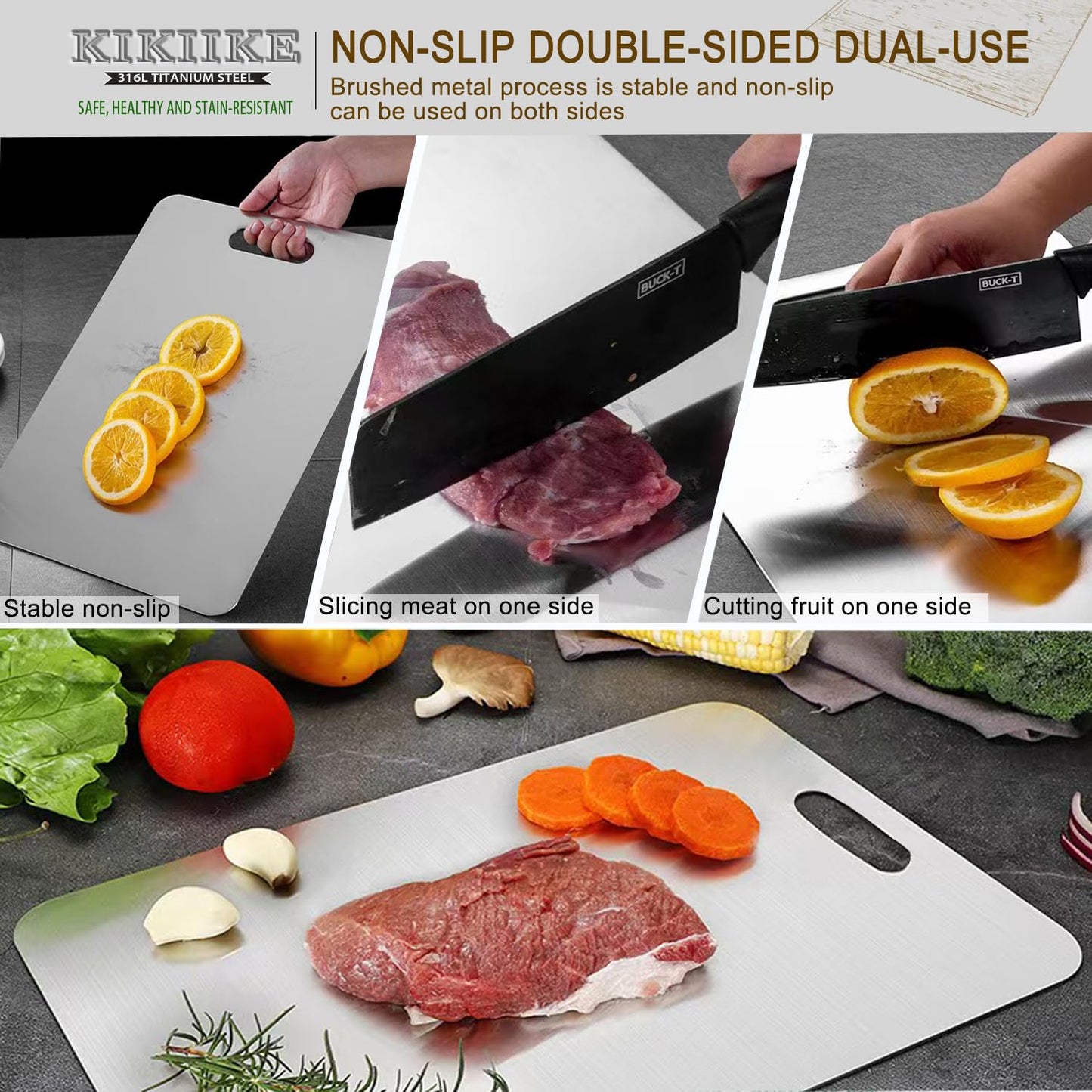 Titanium Cutting Board 2025 New Upgrade 100% Pure Titanium Cutting Boards for Kitchen - Double-Sided Food-Grade titanware Cutting Board Non-Stick Durable and Easy to Clean (13.3 x 9 in)