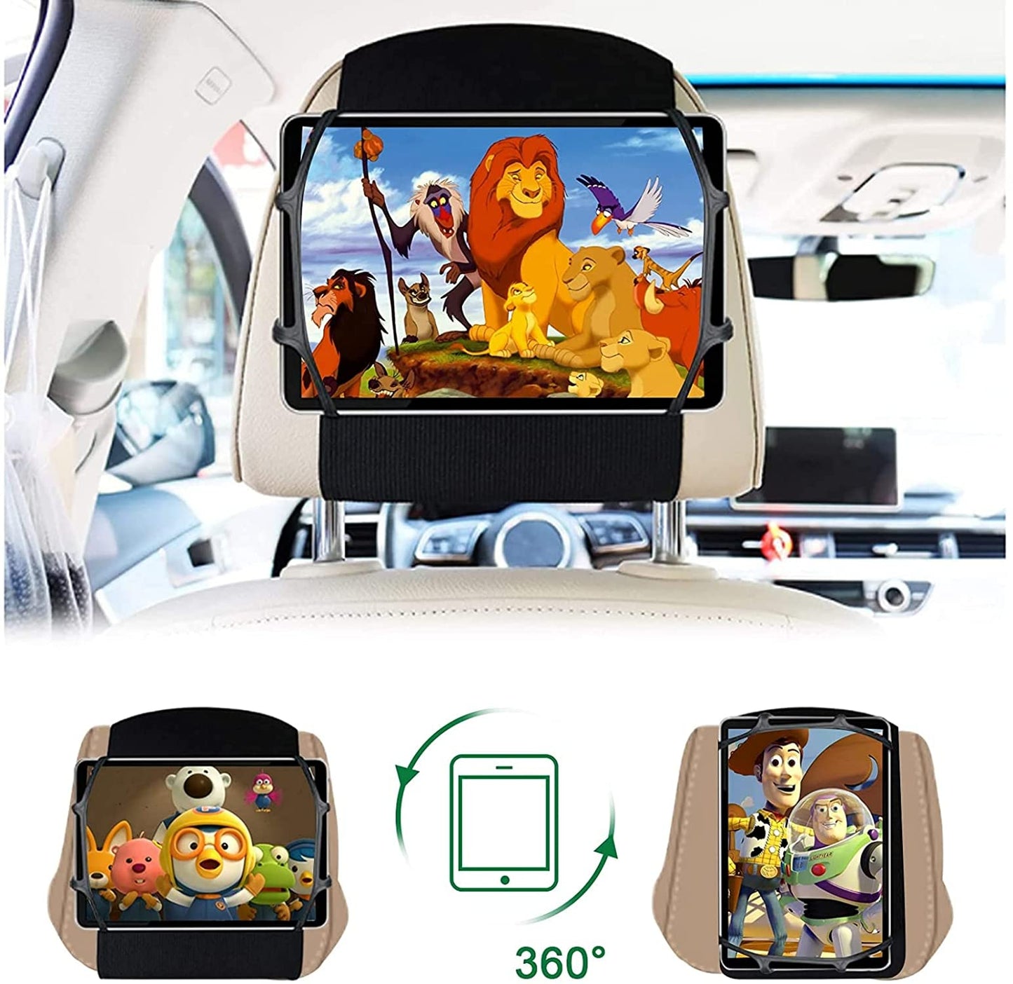 Tablet Holder for Car, iPad Holder for Car Backseat, Headrest Tablet Mount for Back Seat Kids, Fits 7-12.9'' Tablets (2 Pack Black)