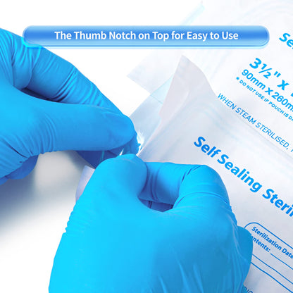 Annhua 5.3 x 11" Self-Sterilization Pouches 100 PCS Self Seal Sterilizer Bags, Used for Dentist Tools, Beauty Toolkits and Nail Tools