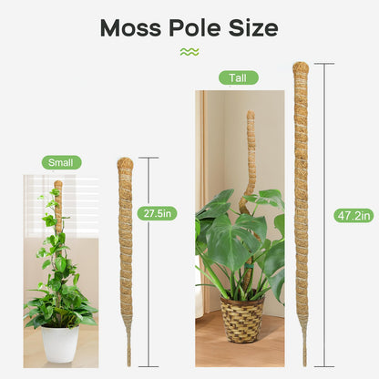 SYCARON Moss Pole, 2 PCS 47.2 Inches Moss Pole Plant Support Monstera, Coco Coir Plant Support Stakes for Small/Medium Potted Climbing Plants, Indoor Plants to Grow Upwards