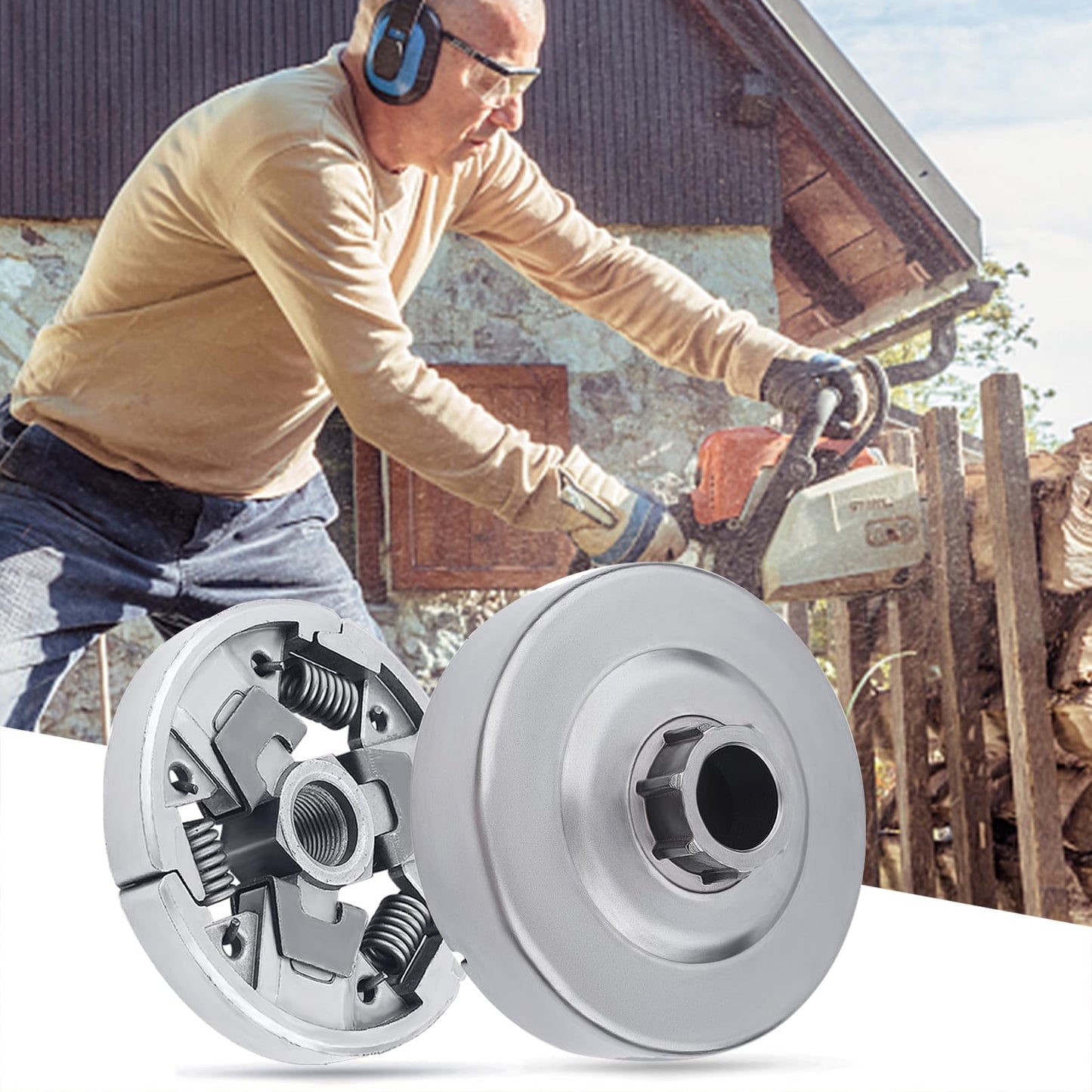 Adefol Clutch Drum Rim Sprocket Kit for Stihl 026 MS260 024 MS240 Chainsaw 325-7 325-8 Replace Parts 112 1160 2051