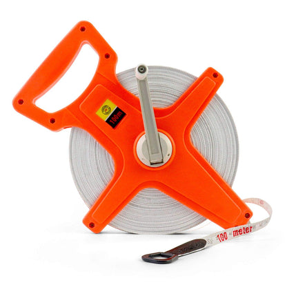 QWORK 1/2" x 330' Open Reel Dual Sided Fiberglass Tape Measure for Engineer