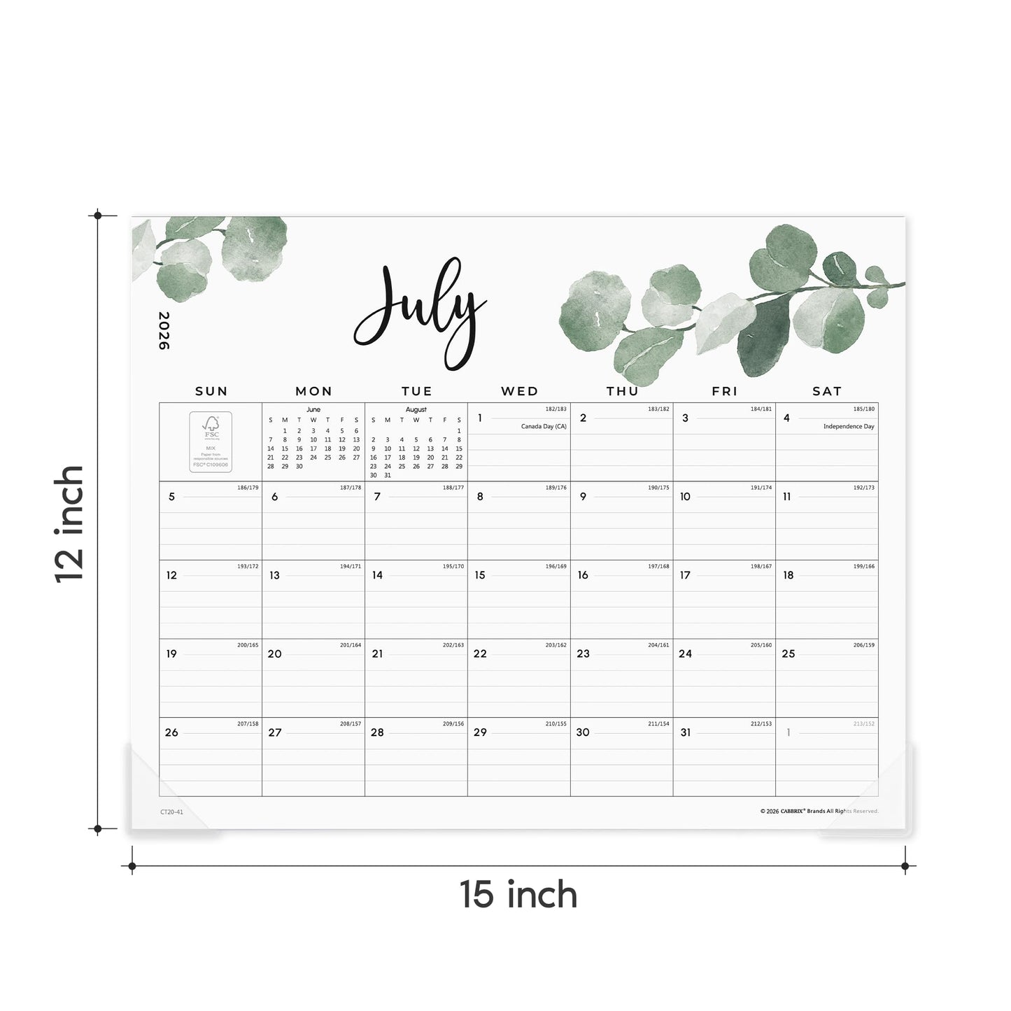 Cabbrix 2026 Magnetic Calendar for Refrigerator, July 2026 to December 2027 Fridge Calendar Magnet, 15 x 12 inch, Monthly Greenery Design, Easy Organizing