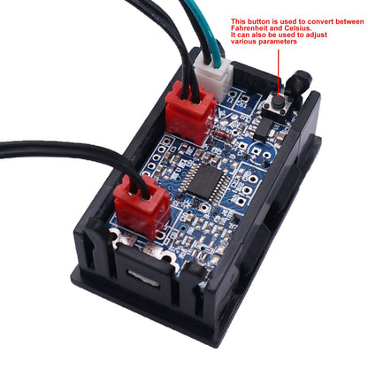 weideer Dual Display Fahrenheit Thermometer DC 4-28V -67~+248℉ with Dual LED Display 2 Waterproof NTC Probes High Accuracy Temperature Gauge Sensor K-017