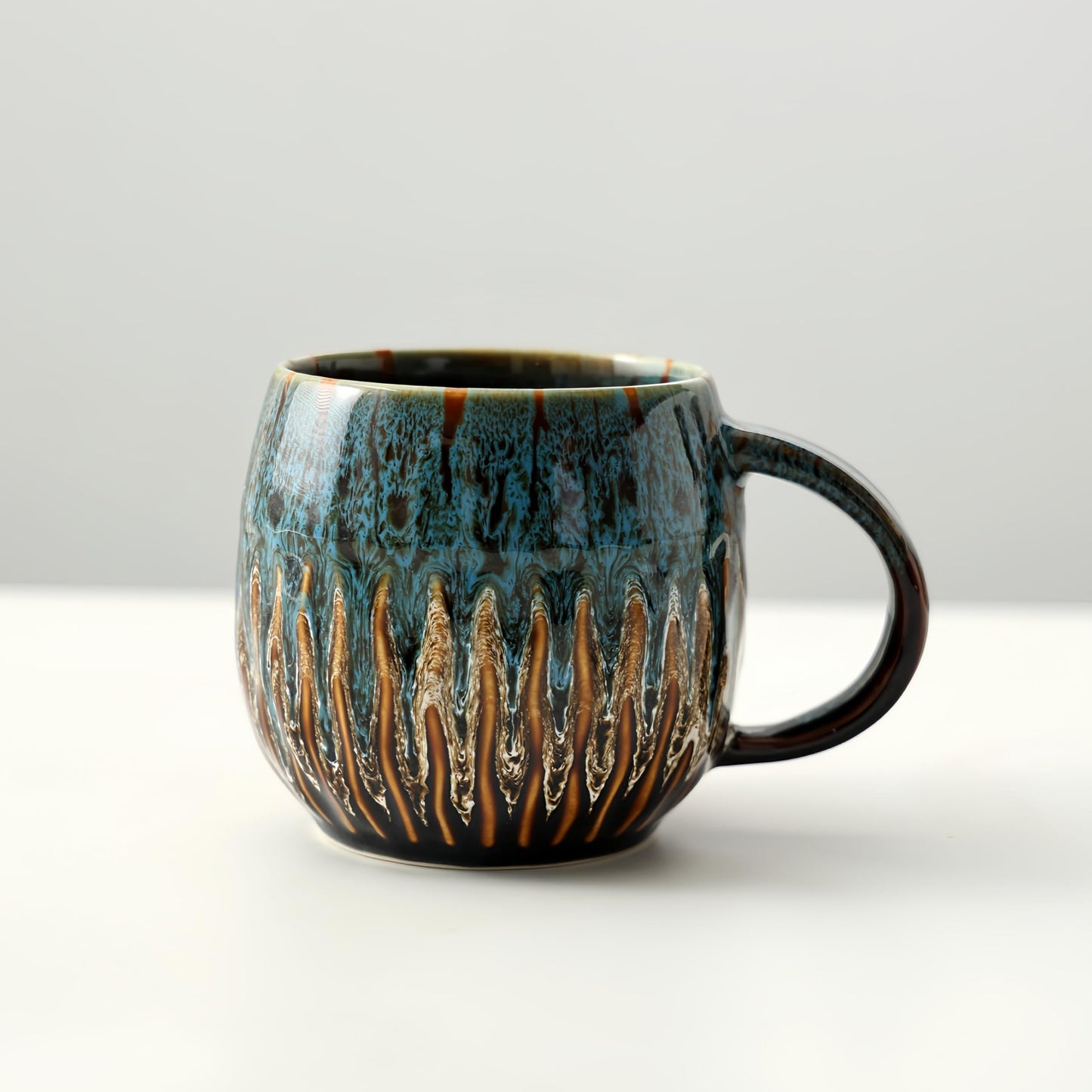 20oz Large Coffee Mug - Unique Handcrafted Look Ceramic Cup, Large Tea Mug, Microwave & Dishwasher Safe (Blue)