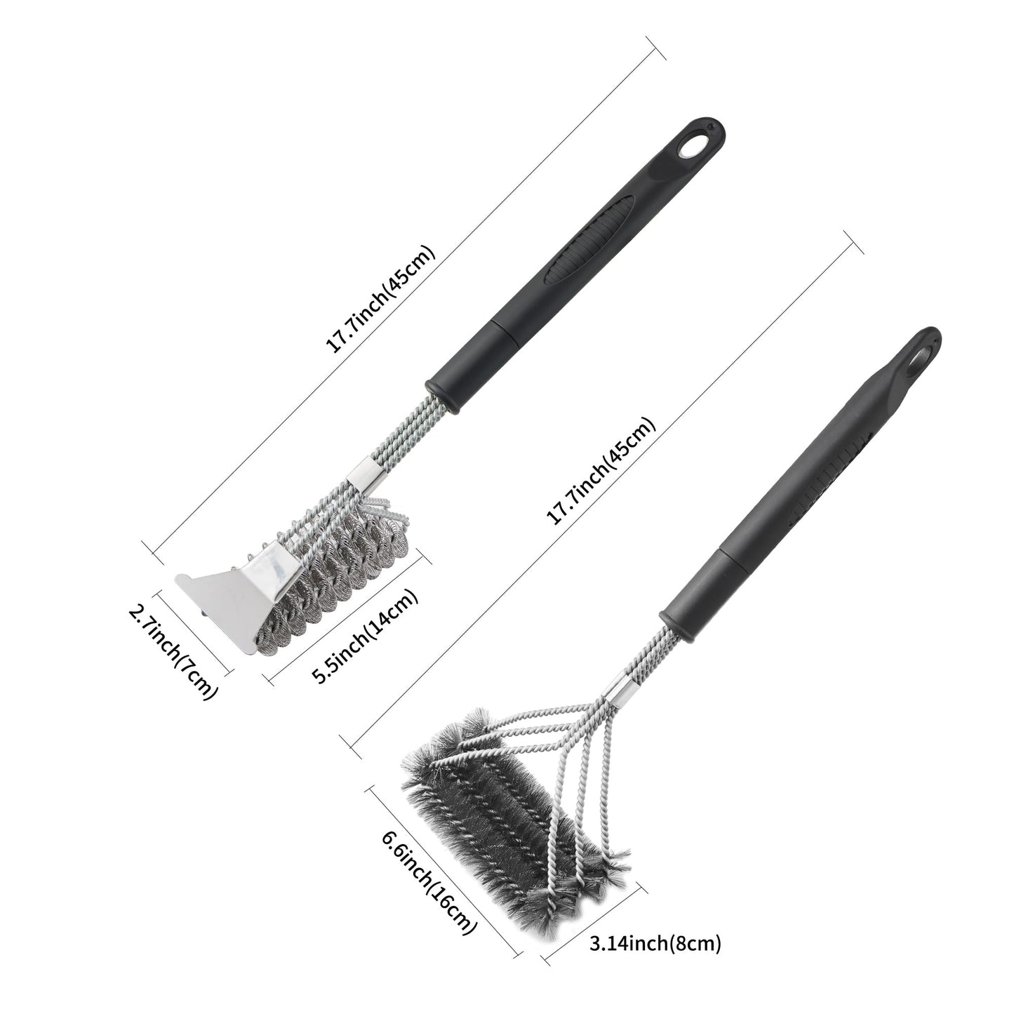 BBQ Brush for Grill, Grill Brush with Scraper, Bristle Free BBQ Accessories for Gas, Charcoal, Smoker Grill - 2 Pack