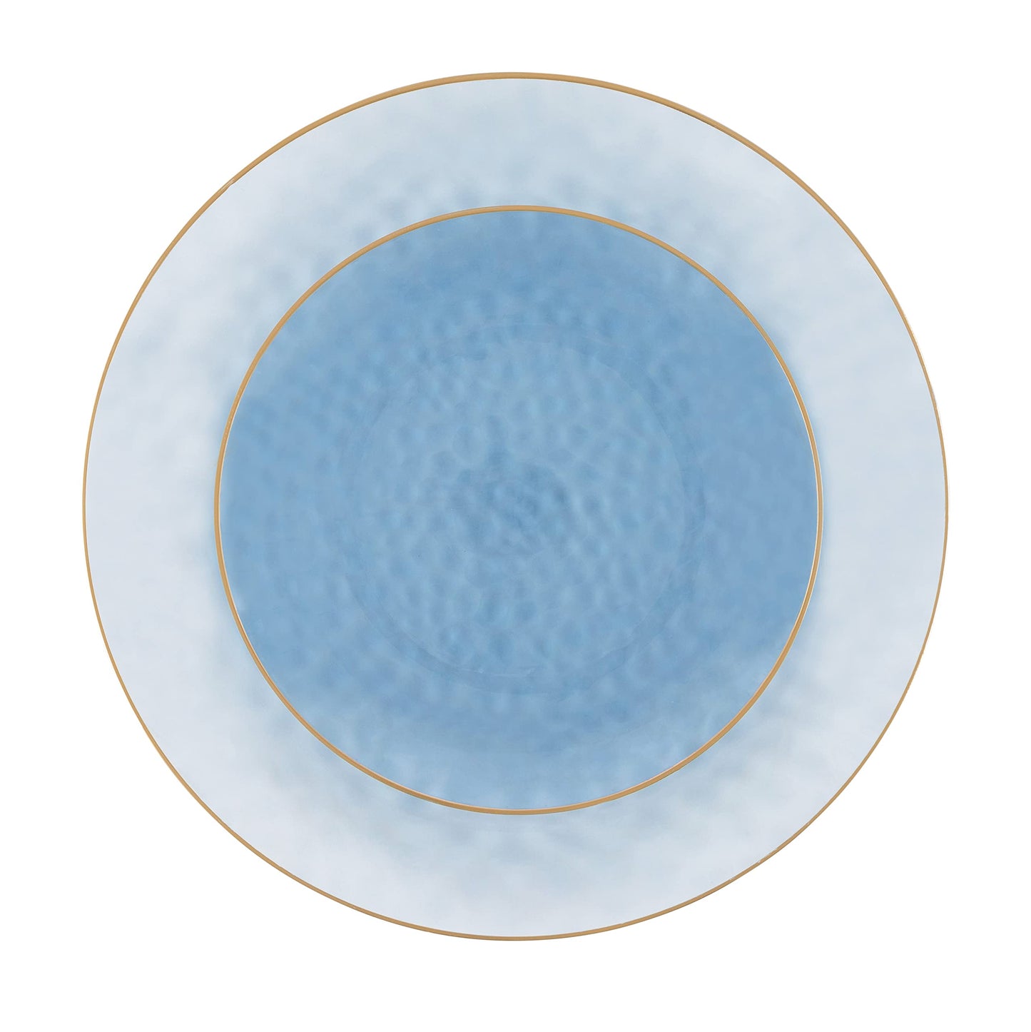 PLASTICPRO 32 Piece Combo Plates Set includes 16-7'' inch Plates & 16-10'' inch Plate Blue Hammered Plastic PartyPlate Premium heavyweight Elegant, Disposable, Tableware, Dishes,