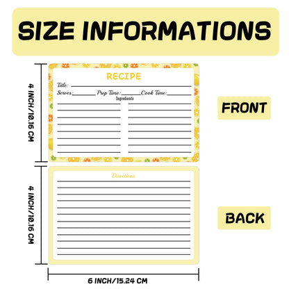 Recipe Cards 100 pcs Double Sided Fruit Blank Recipe Cards 4x6 Inch Recipe Binder Index Cards for Restaurants, Cafes, Diners Cooking Kitchen Organization