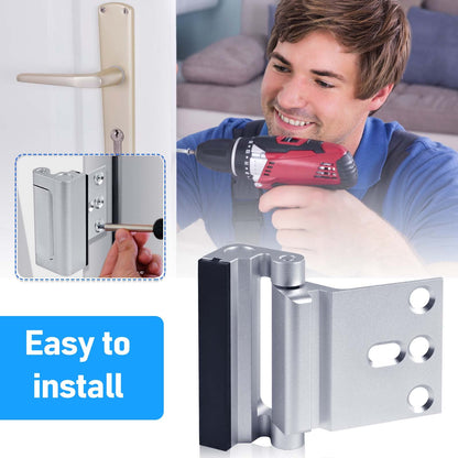 Steinwhale Home Security Door Reinforcement Lock 2Pack, Childproof Safety Door Lock Latch Inside Stopper, Add High Security to Prevent Home Unauthorized Entry, Aluminum Construction Finish