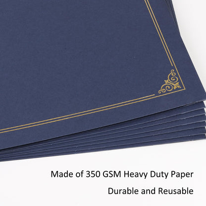 suituts 25 Pack Certificate Holders, Blue Diploma Holders, Documents Cover with Gold Foil Border, for 8.5 x 11 Award Certificate Paper Letter Size