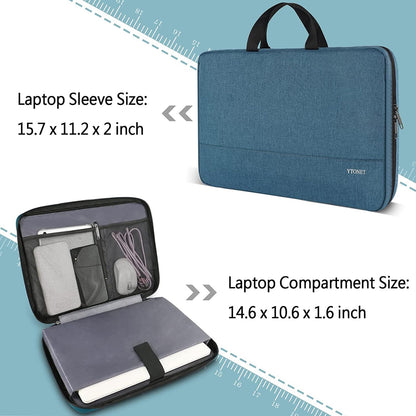 Ytonet Laptop Sleeve Case 15.6 Inch, Slim Water Resistant TSA Carrying Case with Handle, Durable Protective Laptop Cover Compatible with HP Dell Lenovo Asus Notebooks, Gifts for Men Women, Deep Teal