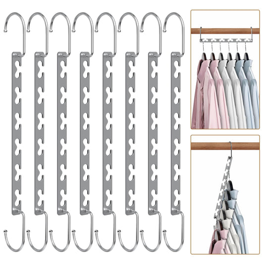 Sindax Space Saving Hangers for Closet Organizer - Sturdy Metal Hangers for Wardrobe Storage Organize, Clothes Hanger Space Saving Collapsible - 8 Pack
