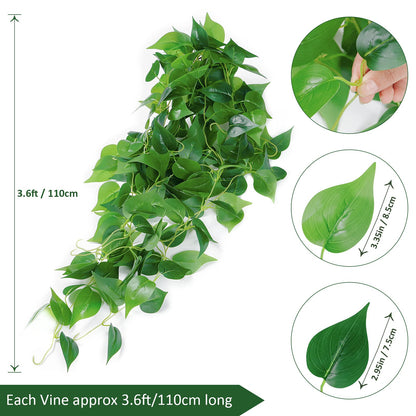 SOMYTING 2Pcs Artificial Hanging Plants 3.6ft Fake Ivy Vines Scindapsus Leaves Vine Greenery Hanging Plants for Home Garden Wedding Party Indoor Outdoor Wall Decorations (Scindapsus Leaves)