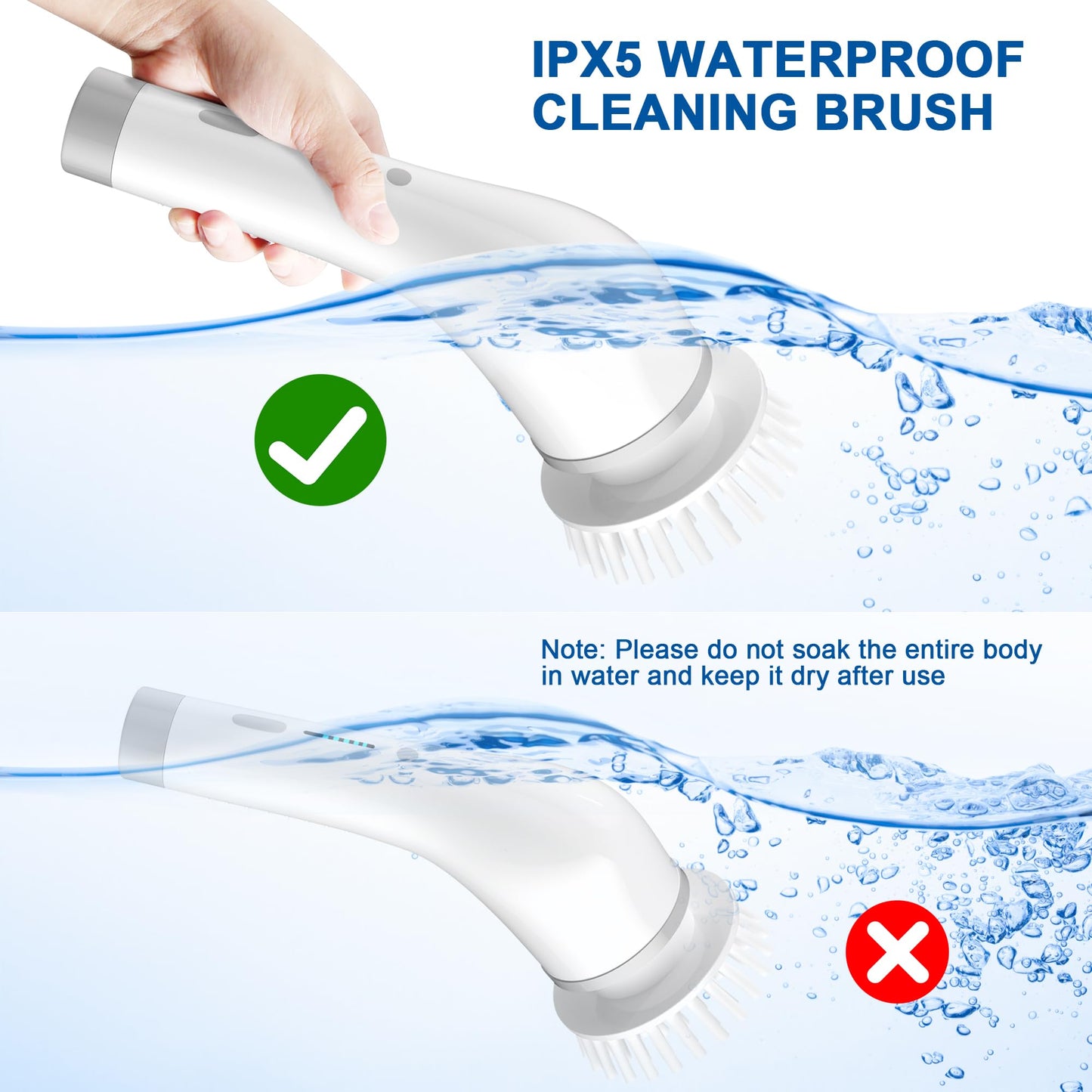 SZFIXEZ Electric Spin Scrubber, Electric Cleaning Brush - 2 Speeds, SXT-160 Cordless Power Spinning Cleaner Brush, Handheld Shower with 8 Replaceable Brush Heads for Tile, Tub, Wall, Bathroom