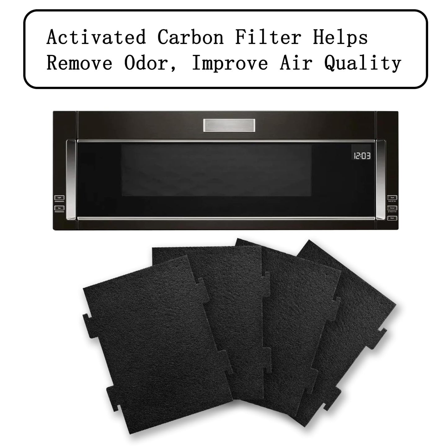 Aolleteau 4 Pack Activated Charcoal Air Filters Compatible with Whirlpool Over-The-Range Microwaves, for Over The Range Microwave Hood Models YKMLS311, YWML55011, WML75011