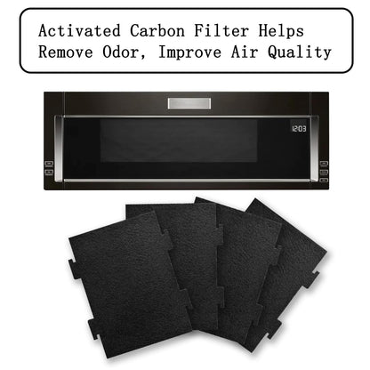 Aolleteau 4 Pack Activated Charcoal Air Filters Compatible with Whirlpool Over-The-Range Microwaves, for Over The Range Microwave Hood Models YKMLS311, YWML55011, WML75011