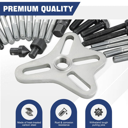 DASBET 46Pcs Harmonic Balancer Puller Set, Steering Wheel Puller, Gear Puller, Crank Shaft Pulley w/Case