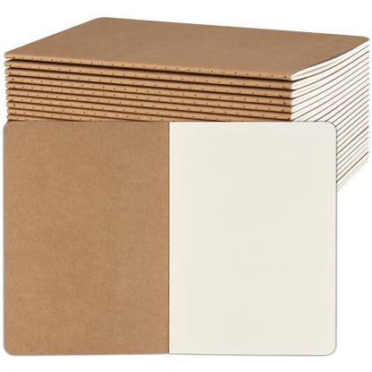 ZCZN 24 Pack A5 Blank Notebook, Kraft Notebooks 60 Pages(30 Sheets), 8.15 * 5.5 Inches Unlined Notebook, Bulk Diary, Subject, Memo Notebooks for Work, School, Office