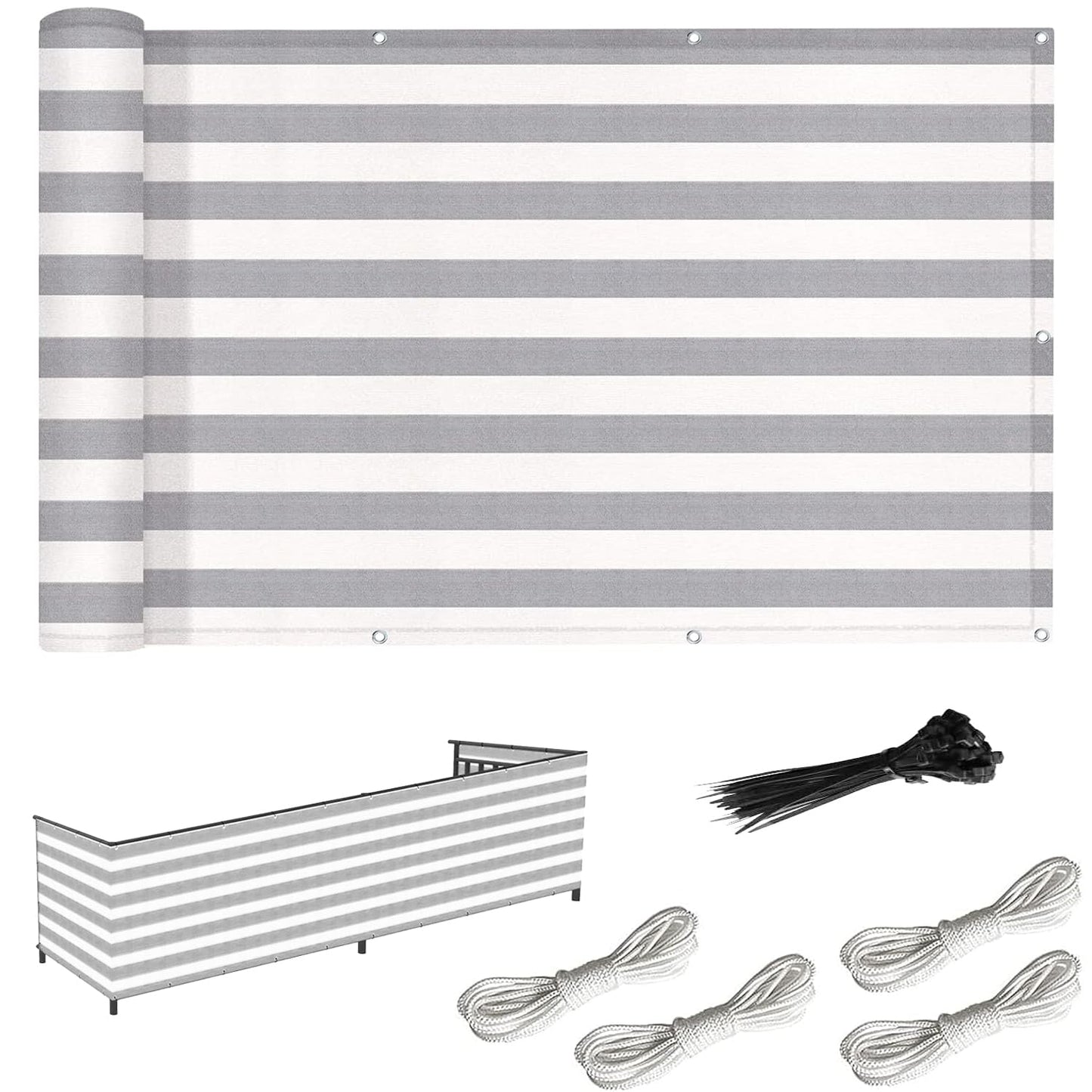 Balcony Privacy Screen, 3.0FT x 19.7FT Fence Privacy Screen UV-Resistant Apartments Railing Fence Shield Cover, Weather Resistant Outdoor Patio Deck Privacy Panels Porch