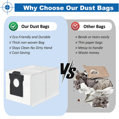 Premium Replacement Dust Bags for DREAME: Robot Vacuum - (12 Pack, One-Year Supply) Precise Fit L40 / L50 / L10s / X30 / X40 / X50 Ultra Series, Large Capacity, Keeps Dust Contained