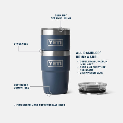 YETI Rambler 8 oz Insulated Coffee Mug with Lid - Stackable Double-Wall Vacuum Insulated Coffee Cup - DuraSip Ceramic Lining - Barista-Friendly Design - Stainless Steel - Dishwasher Safe, Venom