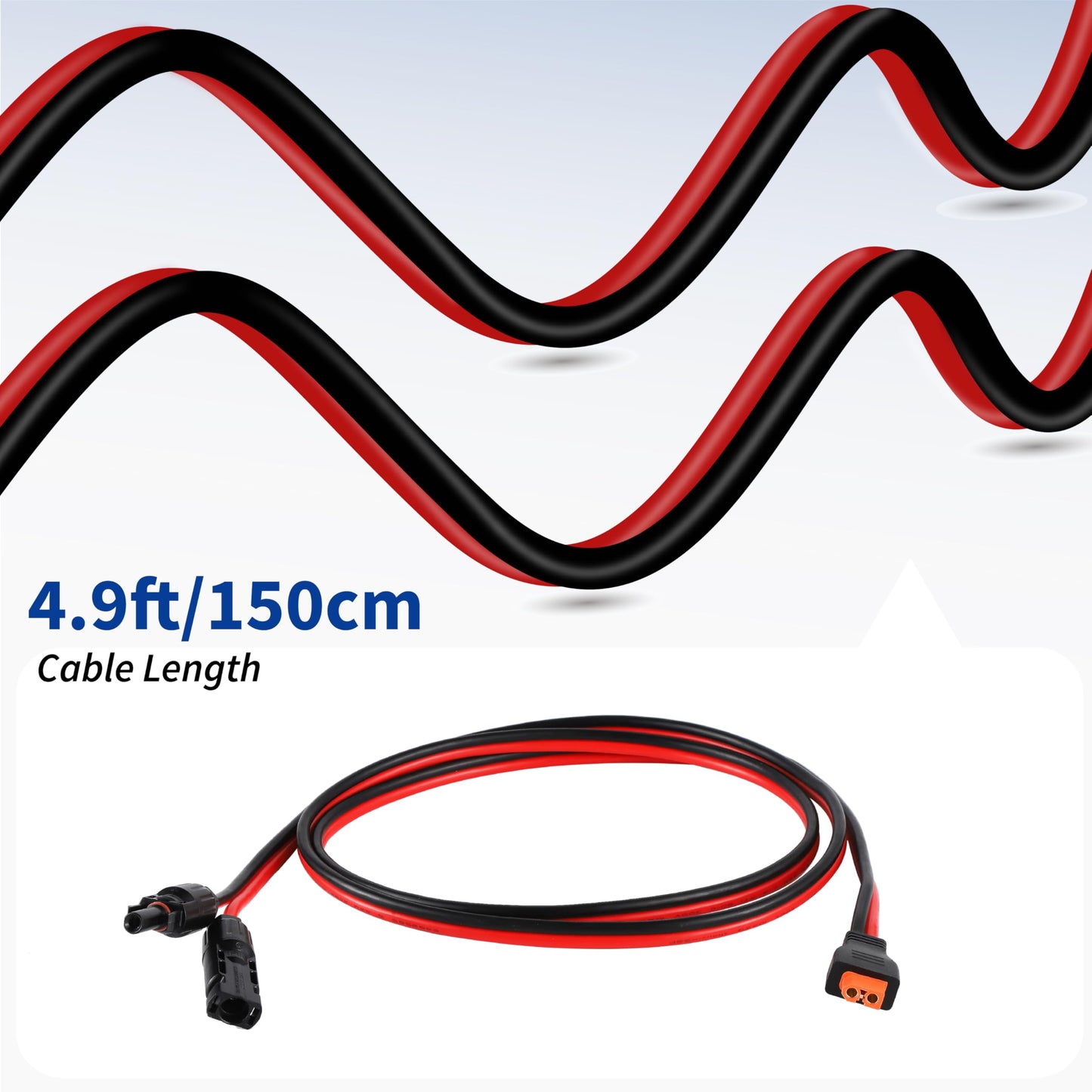 XT60i to Solar Connector Extension Cable 10AWG XT60I Solar Panel Charging Cable 180CM/6FT for RV Portable Power Station Battery Pack Ecoflow and more