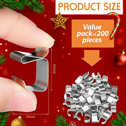 200 Pcs Lights Gutter Hook Clips for Hanging Outdoor Holiday Galvanized Lights Roof Hooks Christmas for Outside String Gutter Hangers Outdoor Seasonal Lighting for Halloween Xmas Decor (21 x 14.5 mm)