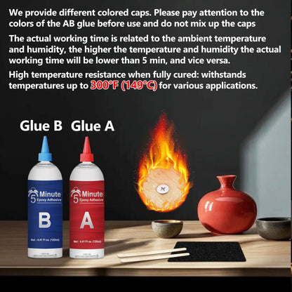 WAN2TLK 5 Minute Epoxy Glue, 250ml Epoxy Resin Glue Kit, High Viscosity Fast Curing Clear 2 Part Epoxy Glue for Wood, Metal, Glass, Ceramics, Concrete, Carbon Fiber, etc