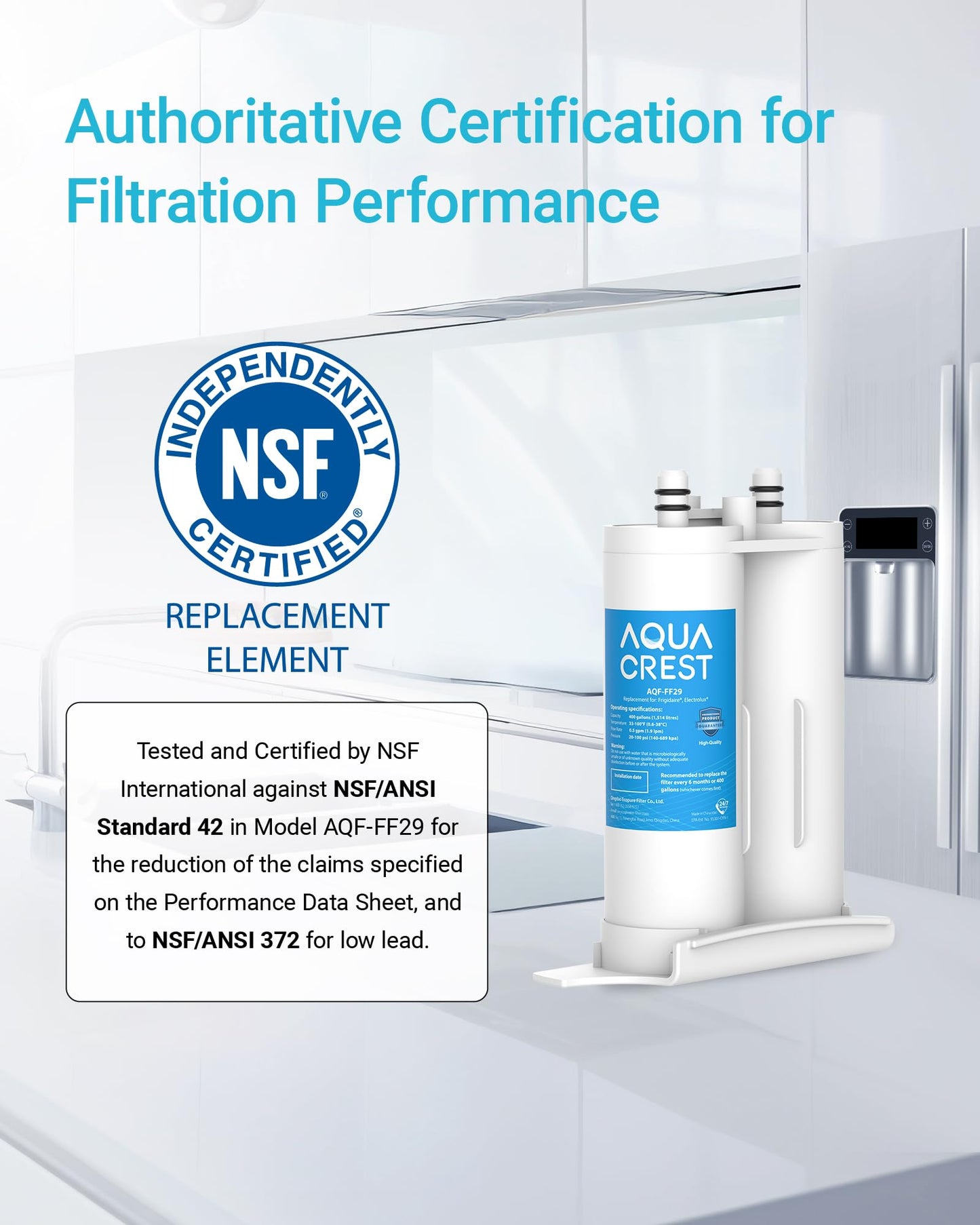 AQUA CREST Replacement for Frigdaire® & Electrolux® WF2CB®, PureSource2®, FC100, NGFC 2000, 9916, 469916, 469911, EWF2CBPA®, Refrigerator Water Filter