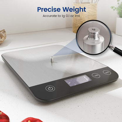 【Rechargeable & 33lb 】 Digital Kitchen Scale, USB C Electronic Kitchen Scale, 15 kg, High Precision 1 g/0.1 oz Food Scale, Professional with Hard Function, Batteries Included