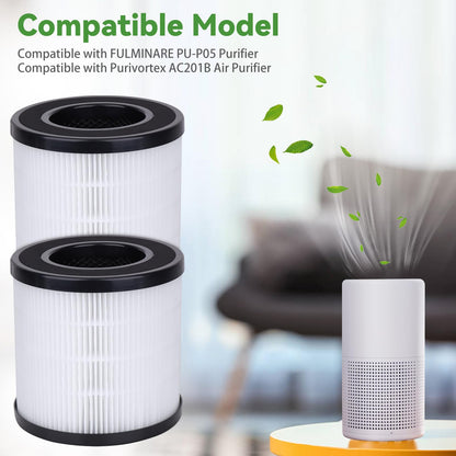 PU-P05/AC201B Air Filters Compatible with FULMINARE PU-P05 Air Puri-fier and Purivortex AC201B Air Puri-fier - 3-in-1 H13 True HEPA Replacement Filter - 2Pack