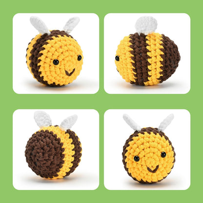 Crochet Kit for Beginners, Crochet Starter Kits for Adults Amigurumi Craft Knitting Crochet Kits with Step-by-Step Video Tutorials, Beginner Friendly Yarn-Dinosaur-Chick-Bee