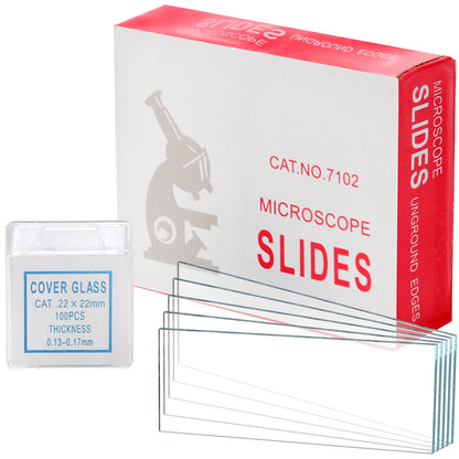 ZENFUN 300 Pcs Microscope Slides and 300 Pcs 22x22mm Coverslips, Transparent Microscope Glass Cover Slides Pre-Cleaned Blank Glass Slides Kits for Basic Biological Science Education