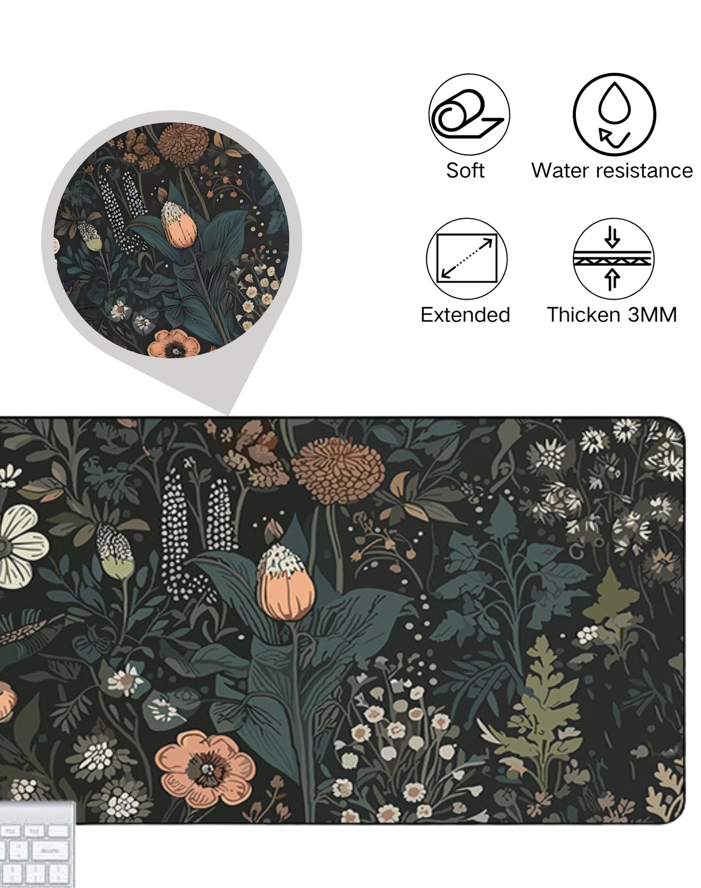 TOMAIDA Mouse Pad, Large Mouse Pad 90 X 40CM (35.4X15.7Inches) Mousepad Big Desk Mat with Non-Slip Rubber Base Keyboard Pad for Gaming and Office-Black