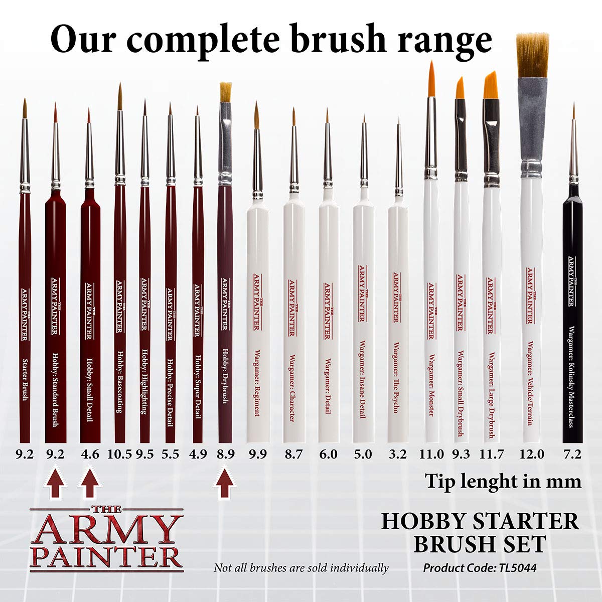 The Army Painter, Hobby Starter Brush Set, 3 Paint Brushes for Acrylic Paint incl. Drybrush, Detail & Standard Size - Model Brush for Miniature Fantasy Painting