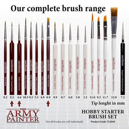 The Army Painter, Hobby Starter Brush Set, 3 Paint Brushes for Acrylic Paint incl. Drybrush, Detail & Standard Size - Model Brush for Miniature Fantasy Painting