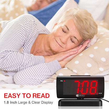 ZOOS Alarm Clock for Bedroom, Large LED Digital Clock for Seniors, Dimmable Simple Alarm Clocks for Bedrooms, Volume Adjustable/Snooze/Battery Backup/Swivel Base Gift for Men Women Elderly Home Office