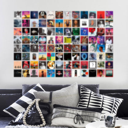 100 Pcs 5x5 Inch | Posters Wall Collage Kit for Room, Album Cover, Music, Rapper, Band, Wall Posters for Bedroom