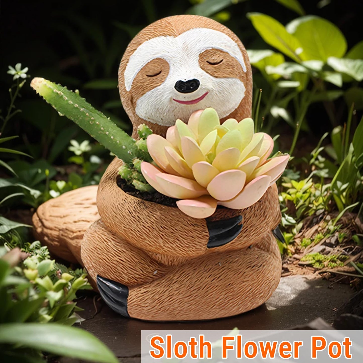 CHEOTIME Air Plants Holders, Unique Sloth Flower Pot Succulents, Gifts Gardening Gifts for Plant Lovers Gardeners,Cute Sloth Decor for Home & Office
