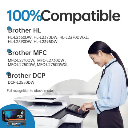 Gotoners TN760 Toner Cartridge for Brother TN-760 TN730 TN-730 Compatible for Brother DCP-L2550DW HL-L2390DW MFC-L2730DW MFC-L2750DW HL-L2370DW Printer (with Chip, 2 Black)