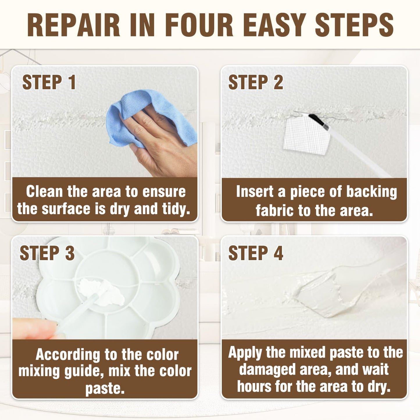 Cream Leather Repair Kit for Furniture, Vinyl Repair Kit for Car Interior, Sofa, Purse and Jacket, Restore Any Material with Super Easy Instructions to Fix Scratches, Tears, Holes, Peeling