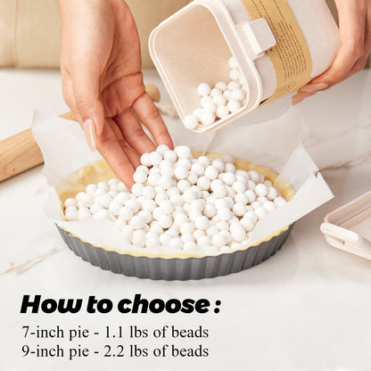 ROCKSHEAT Ceramic Pie Weights Baking Beans Natural Food Grade Crust & Pastry Utensils with Wheat Straw Container (2.2Lb | 1000g)