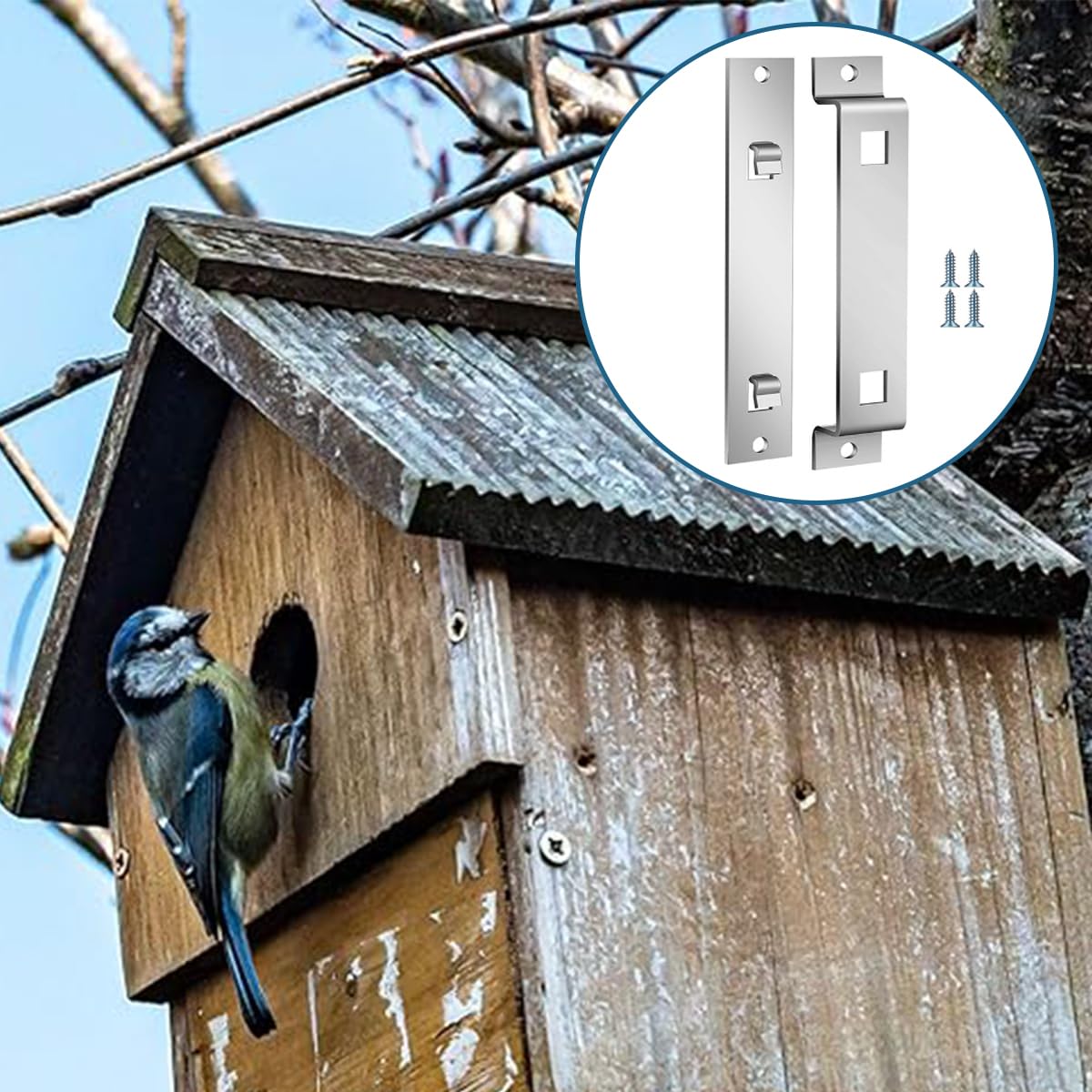 Bird House Hanging Brackets, Galvanized Steel, 4 Sets with Screws, Rust-Proof Mount for Feeders and Nesting Boxes