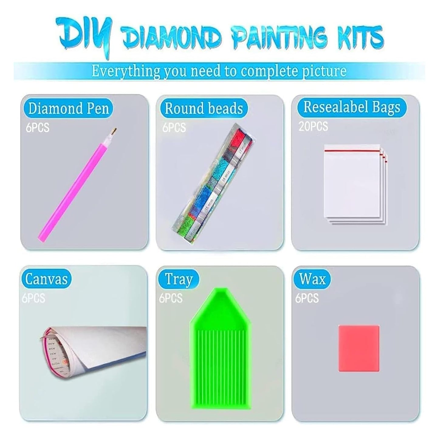 DOTSOPS 6 Pack Diamond Art Kits for Adults Diamond Painting Kits Gem Art Kits for Adults Women Beginner for Gift Home Wall Decor(Landscape Abstract 12x16 Inches)