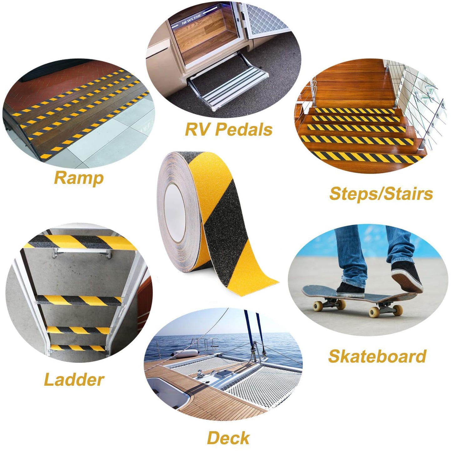 Bligo Anti Slip Safety Grip Tape, 2 Inch x 60 Foot, Non Skid Tread for Stairs, Steps, Floors, Caution Dangerous Zones, Indoor and Outdoor Use (Yellow and Black)