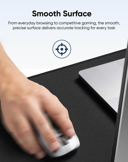 Reniteco Waterproof Large Gaming Mouse Pad with Durable Stitched Edges, Non-Slip Rubber Base, Grainy Jacquard Mouse Mat Desk Pad for Home Office Gaming, 40cm x90cm x0.3cm, Matte Black