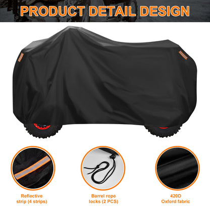 XXXL ATV Cover, Heavy Duty 4 Wheeler Covers, 420D Oxford Cloth Waterproof All Weather Protection Cover Fits up to 100" for Most Snowmobiles Cover, Polaris Kawasaki Suzuki