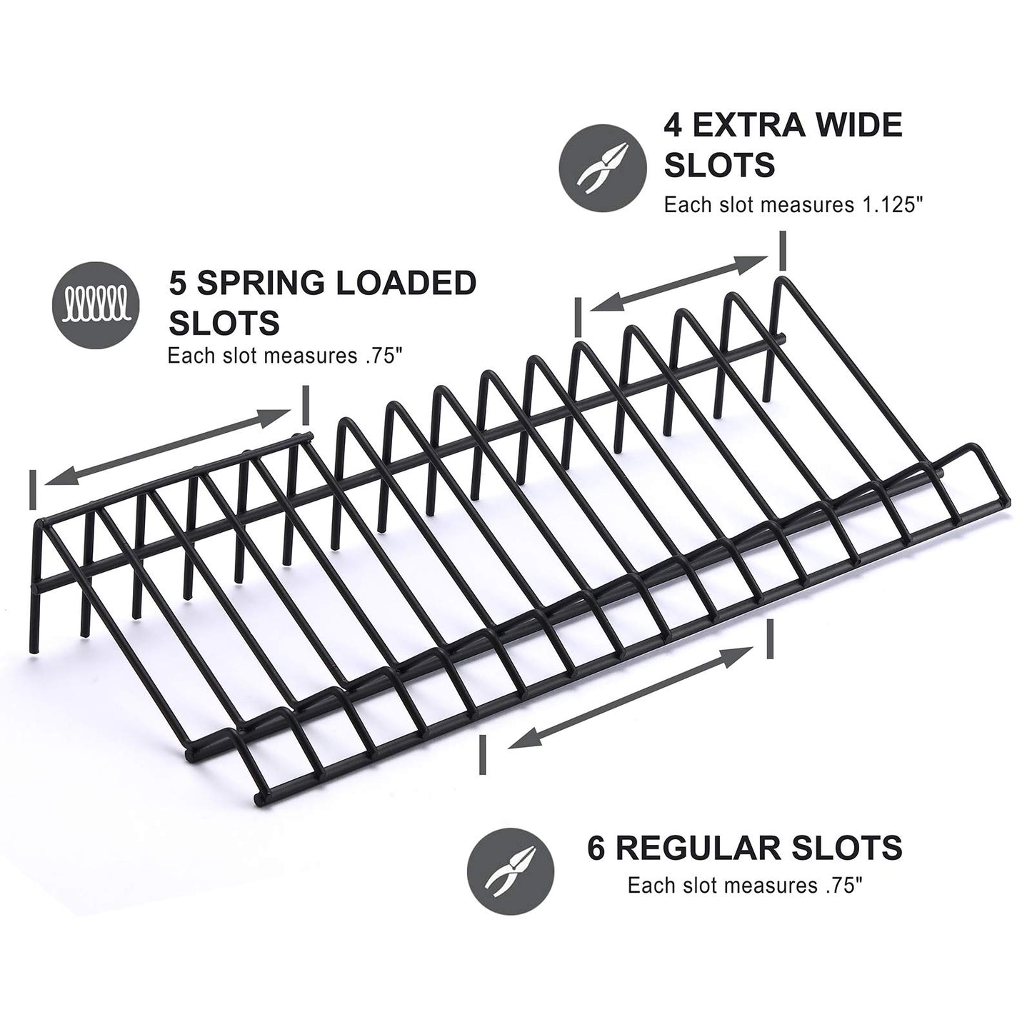 CASOMAN Plier Organizer Rack, 2 Pack, Pliers Holder in Black Wrench organizer, tool organizers and storage, 15-Slot Plier Rack