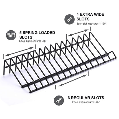 CASOMAN Plier Organizer Rack, 2 Pack, Pliers Holder in Black Wrench organizer, tool organizers and storage, 15-Slot Plier Rack